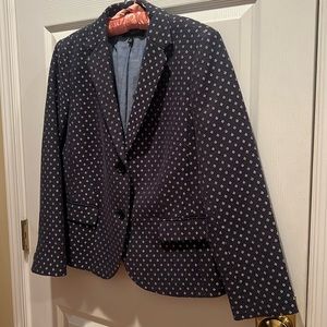 Talbot’s Navy blazer with white dots.